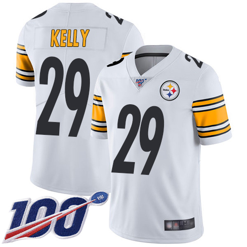 Men Pittsburgh Steelers Football #29 Limited White Kam Kelly Road 100th Season Vapor Untouchable Nike NFL Jersey